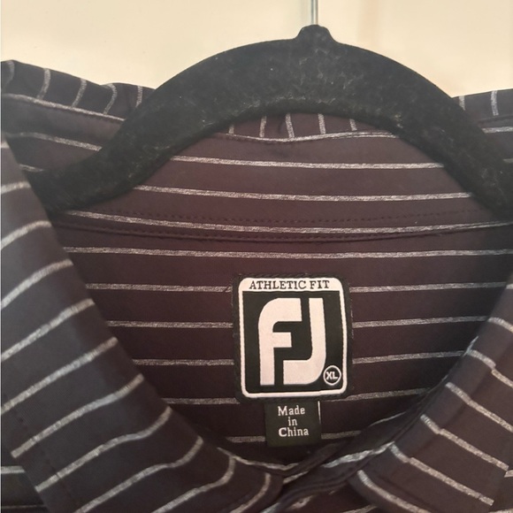FootJoy Striped Golf Polo Shirt Men’s XL Athletic Fit Black Gray Performance - Picture 3 of 5